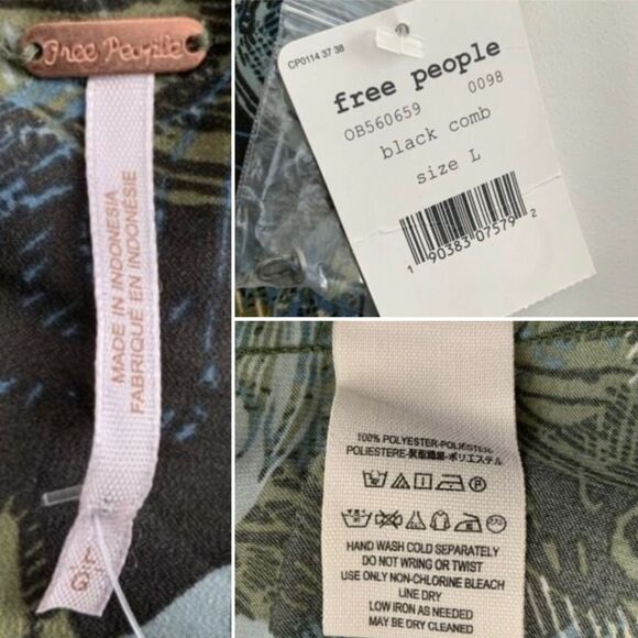 Free People Dress Green Multicolor Daydream Butterfly Boho Low Back Mini L - Picture 6 of 10